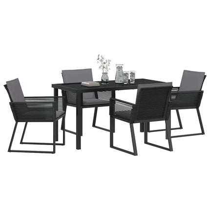 Trädgårdsmöbelset 5 pcs Svart Pulverlackerat stål