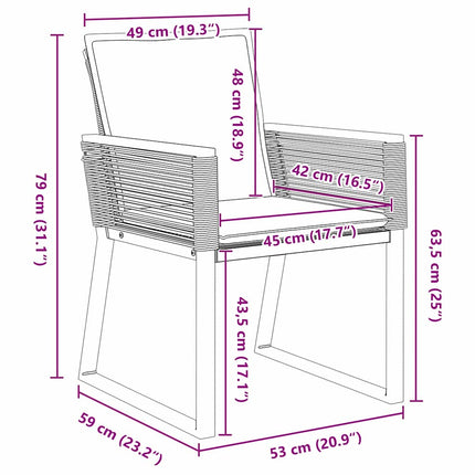 Trädgårdsmöbelset 5 pcs Svart Pulverlackerat stål