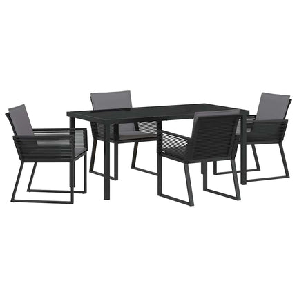 Trädgårdsmöbelset 5 pcs Svart Pulverlackerat stål