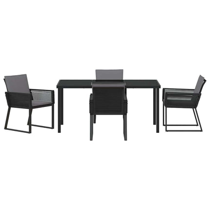 Trädgårdsmöbelset 5 pcs Svart Pulverlackerat stål