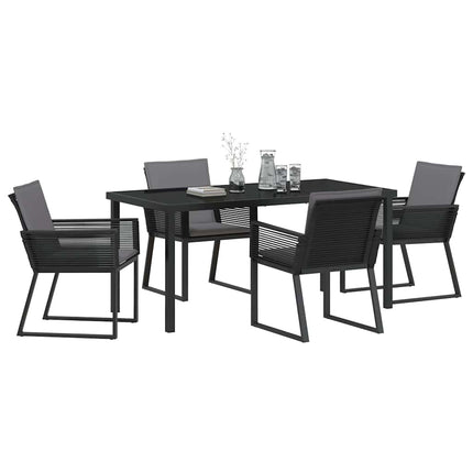 Trädgårdsmöbelset 5 pcs Svart Pulverlackerat stål