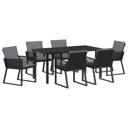 Trädgårdsmöbelset 7 pcs Svart Pulverlackerat stål