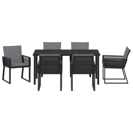 Trädgårdsmöbelset 7 pcs Svart Pulverlackerat stål