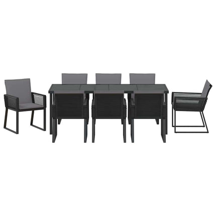 Trädgårdsmöbelset 9 pcs Svart Pulverlackerat stål