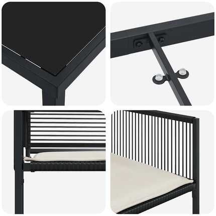 Trädgårdsmöbelset 5 pcs Svart konstrotting