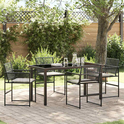 Trädgårdsmöbelset 5 pcs Svart konstrotting