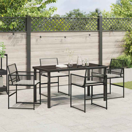 Trädgårdsmöbelset 5 pcs Svart konstrotting
