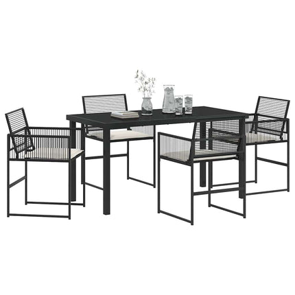 Trädgårdsmöbelset 5 pcs Svart konstrotting