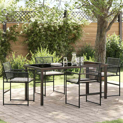 Trädgårdsmöbelset 5 pcs Svart konstrotting