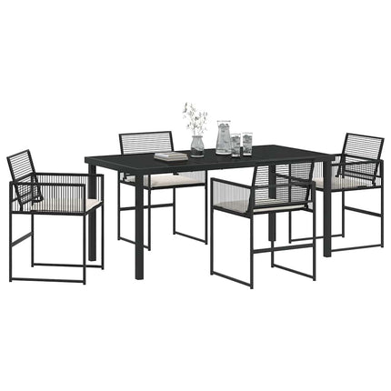 Trädgårdsmöbelset 5 pcs Svart konstrotting
