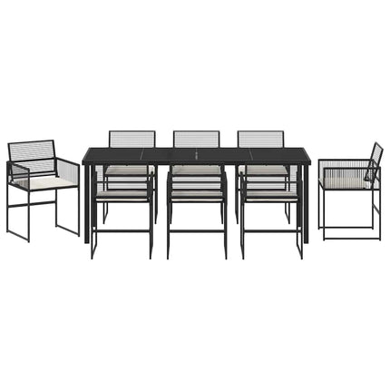 Trädgårdsmöbelset 9 pcs Svart konstrotting