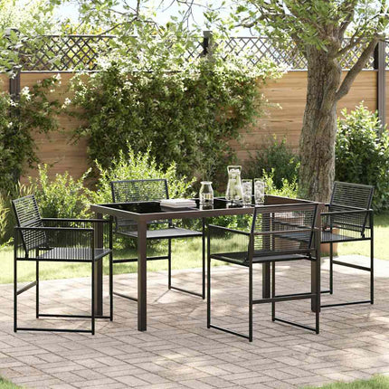 Trädgårdsmöbelset 5 pcs Svart konstrotting
