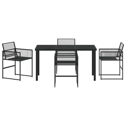 Trädgårdsmöbelset 5 pcs Svart konstrotting