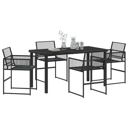 Trädgårdsmöbelset 5 pcs Svart konstrotting