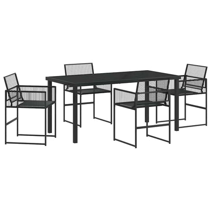 Trädgårdsmöbelset 5 pcs Svart konstrotting
