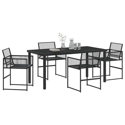 Trädgårdsmöbelset 5 pcs Svart konstrotting