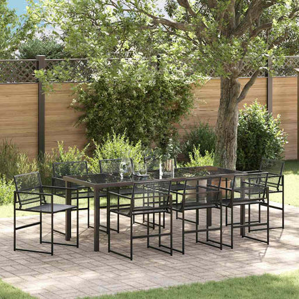 Trädgårdsmöbelset 9 pcs Svart konstrotting