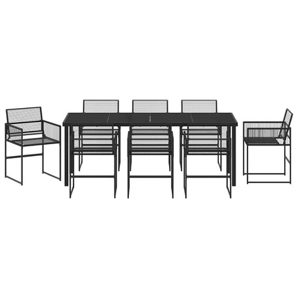 Trädgårdsmöbelset 9 pcs Svart konstrotting