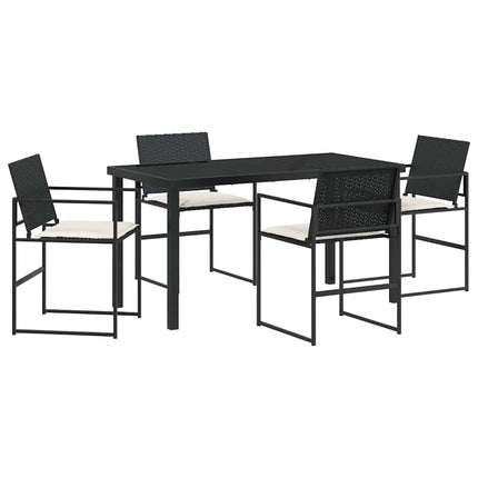 Trädgårdsmöbelset med kudde 5 pcs Svart och kräm konstrotting