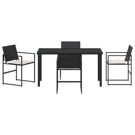 Trädgårdsmöbelset med kudde 5 pcs Svart och kräm konstrotting