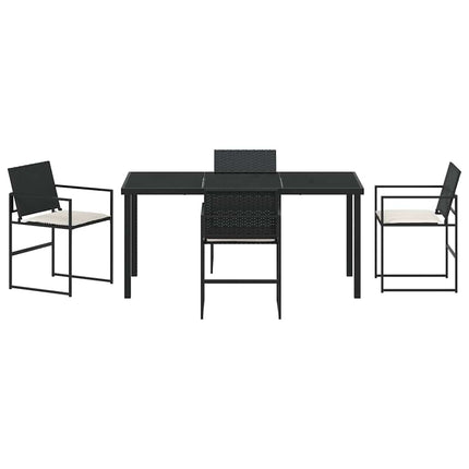 Trädgårdsmöbelset med kudde 5 pcs Svart och kräm konstrotting