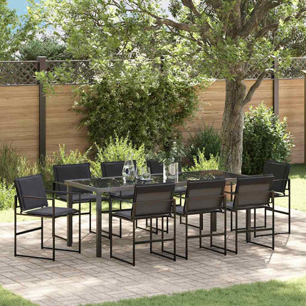 Trädgårdsmöbelset 9 pcs Svart 200 x 80 x 73 cm