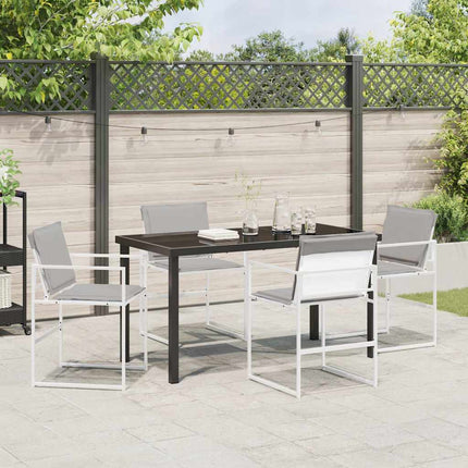 Trädgårdsmöbelset 5 pcs Vit 140 x 70 x 73 cm Textilene och Stål