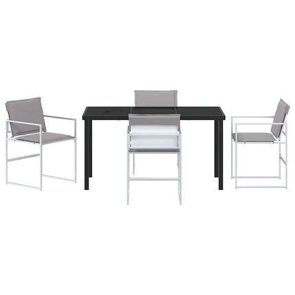 Trädgårdsmöbelset 5 pcs Vit 140 x 70 x 73 cm Textilene och Stål