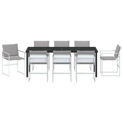 Trädgårdsmöbelset 9 pcs Vit 200 x 80 x 73 cm Textilene och Stål