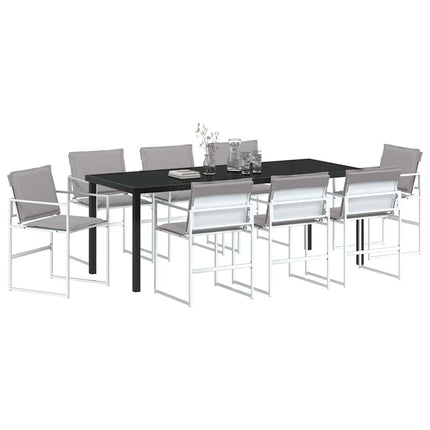 Trädgårdsmöbelset 9 pcs Vit 200 x 80 x 73 cm Textilene och Stål