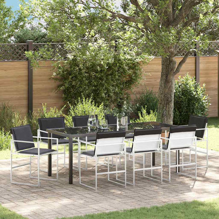 Trädgårdsmöbelset 9 pcs Vit 200 x 80 x 73 cm Textilene och Stål