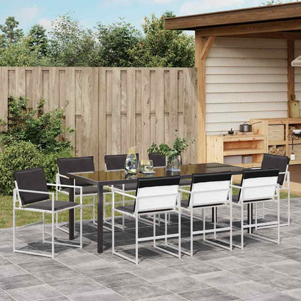 Trädgårdsmöbelset 9 pcs Vit 200 x 80 x 73 cm Textilene och Stål