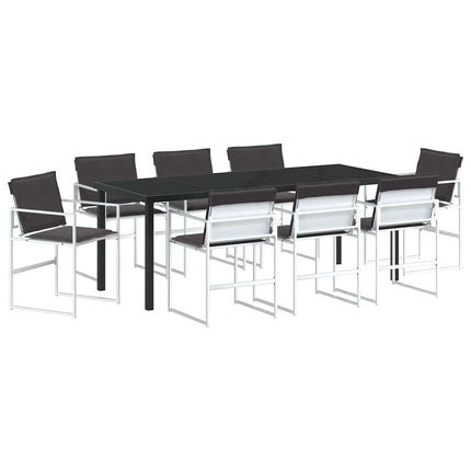 Trädgårdsmöbelset 9 pcs Vit 200 x 80 x 73 cm Textilene och Stål