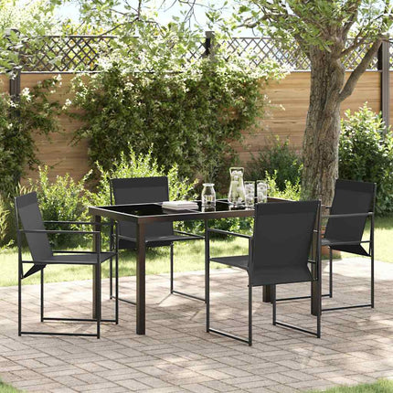 Trädgårdsmöbelset 5 pcs Svart Textilene och Stål