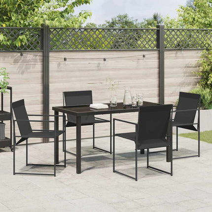 Trädgårdsmöbelset 5 pcs Svart Textilene och Stål