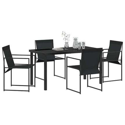 Trädgårdsmöbelset 5 pcs Svart Textilene och Stål