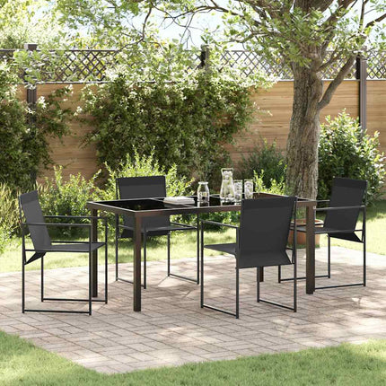 Trädgårdsmöbelset 5 pcs Svart Textilene och Stål