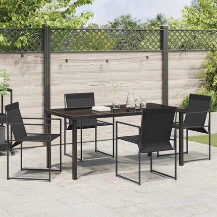 Trädgårdsmöbelset 5 pcs Svart Textilene och Stål