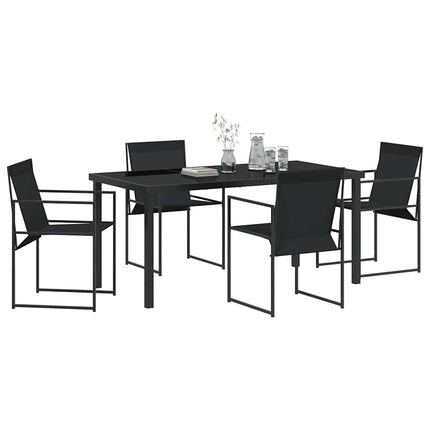 Trädgårdsmöbelset 5 pcs Svart Textilene och Stål