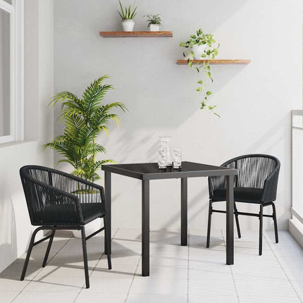 Trädgårdsmöbelset 3 pcs Svart Pulverlackerat stål