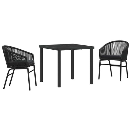 Trädgårdsmöbelset 3 pcs Svart Pulverlackerat stål