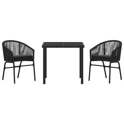 Trädgårdsmöbelset 3 pcs Svart Pulverlackerat stål