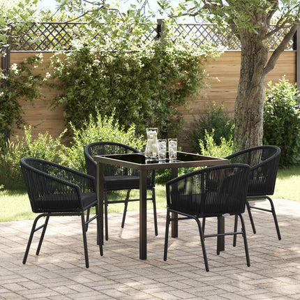 Trädgårdsmöbelset 5 pcs Svart Pulverlackerat stål