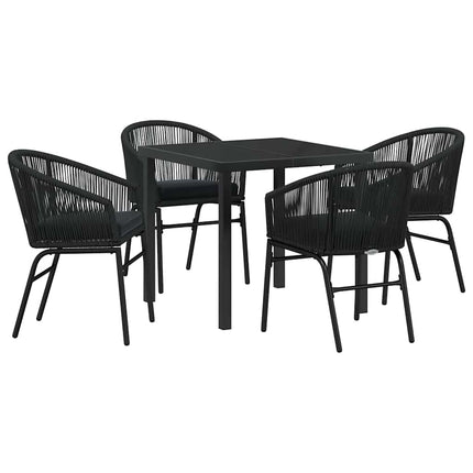 Trädgårdsmöbelset 5 pcs Svart Pulverlackerat stål