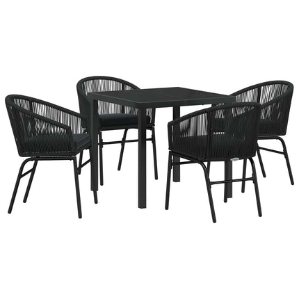 Trädgårdsmöbelset 5 pcs Svart Pulverlackerat stål