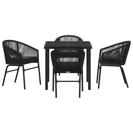 Trädgårdsmöbelset 5 pcs Svart Pulverlackerat stål