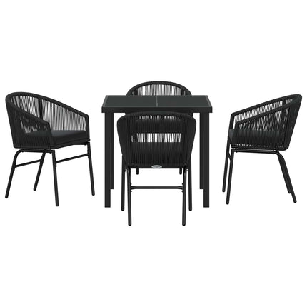 Trädgårdsmöbelset 5 pcs Svart Pulverlackerat stål