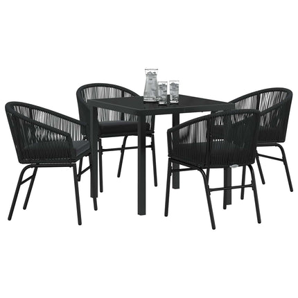 Trädgårdsmöbelset 5 pcs Svart Pulverlackerat stål