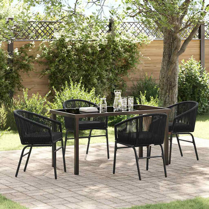Trädgårdsmöbelset 5 pcs Svart Pulverlackerat stål