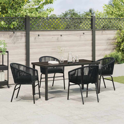 Trädgårdsmöbelset 5 pcs Svart Pulverlackerat stål